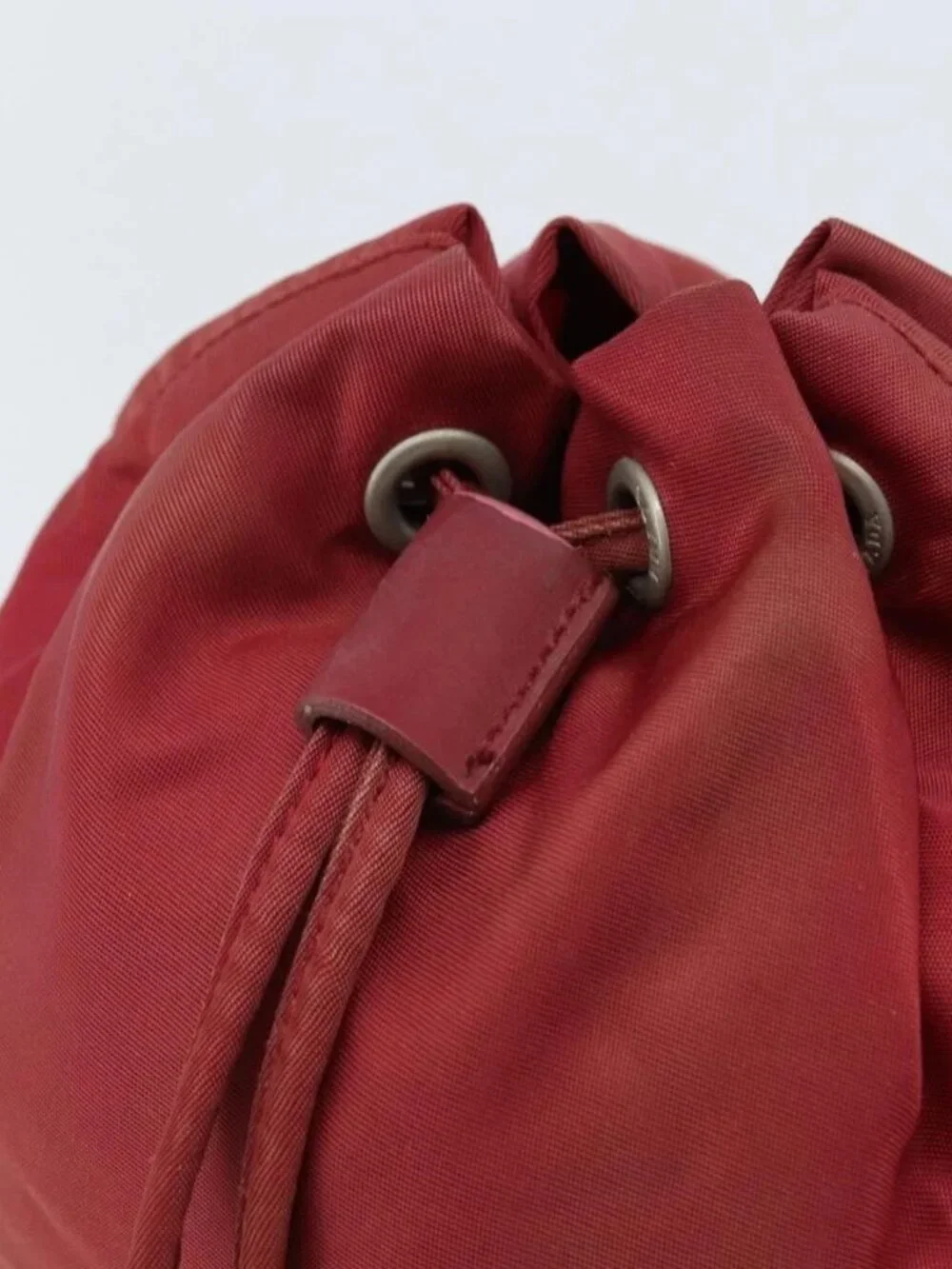 PRADA Drawstring Pouch Nylon Red Auth hk3533